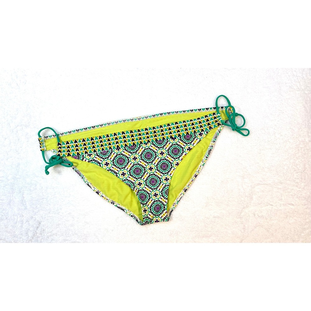 NWOT Prana Saba‎ low rise bikini swim bottoms XL Green medallion tie side